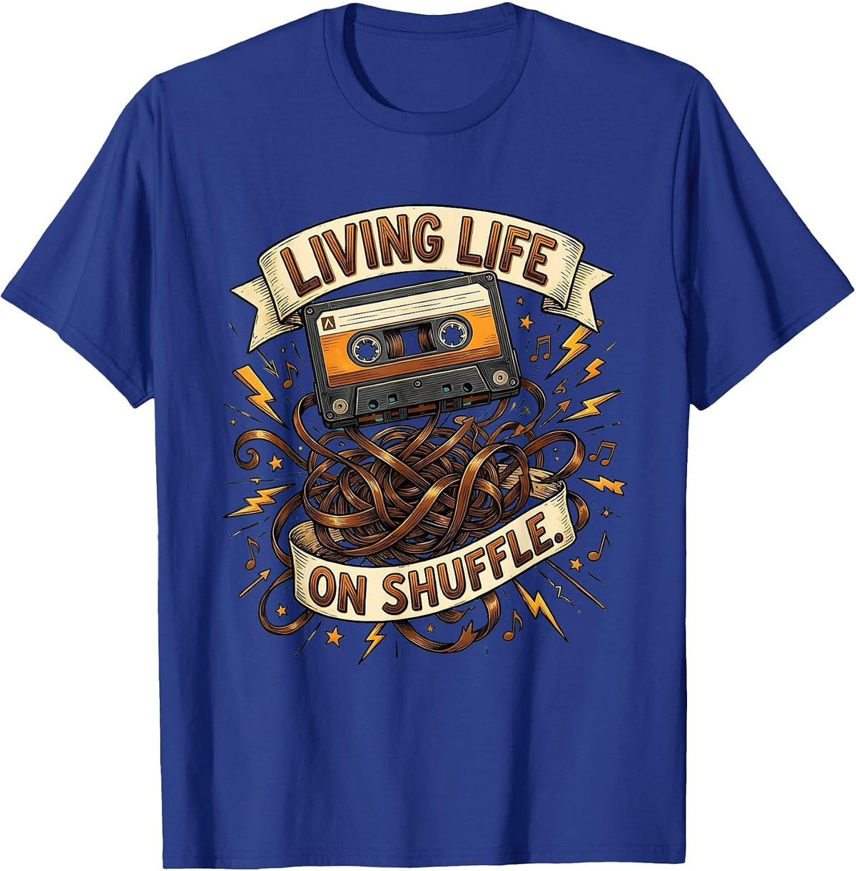 Living Life On Shuffle ADHD Awareness Design T-Shirt - Royal Blue