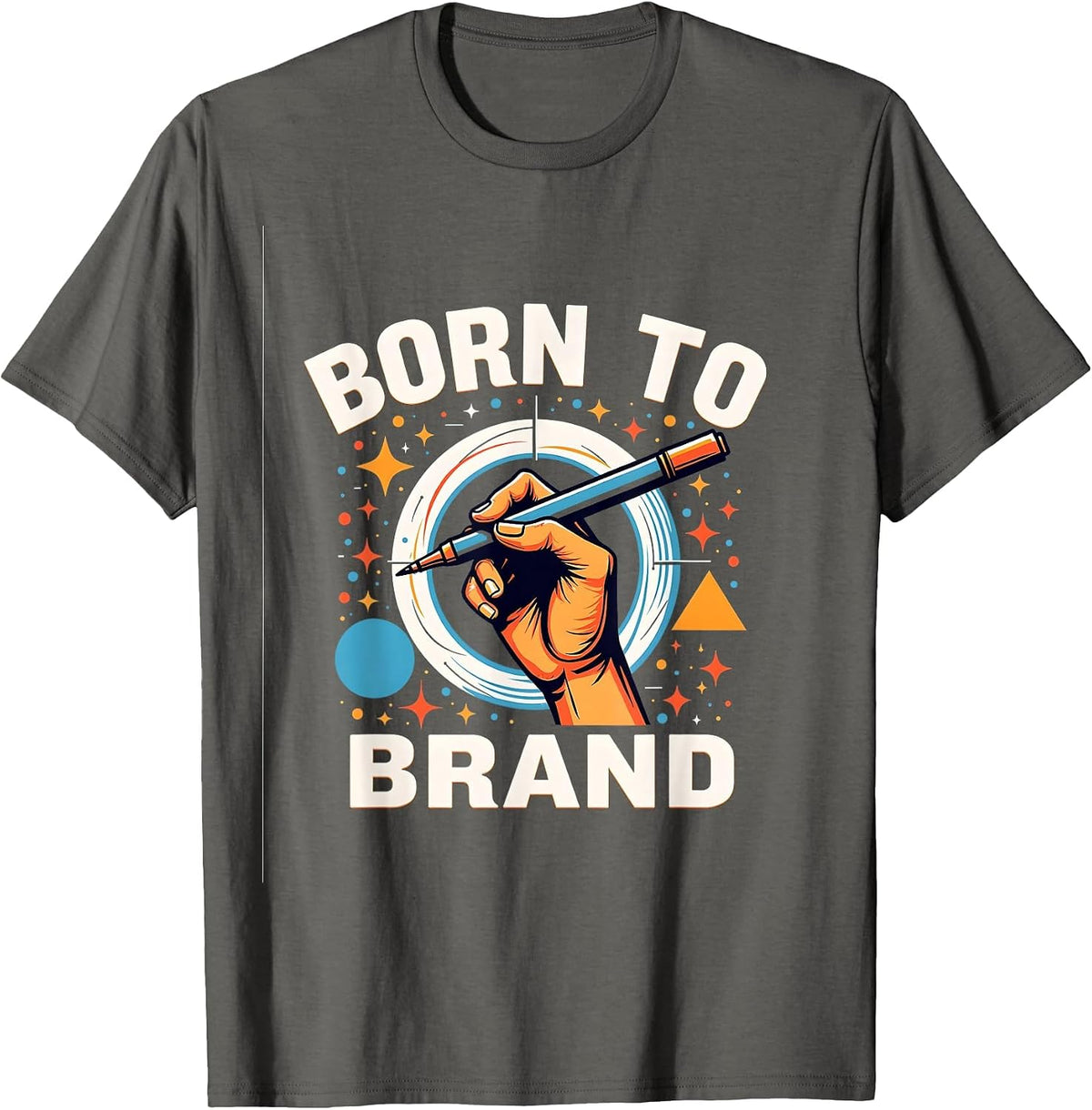 Born to Brand Graphic Designer Statement Design T-Shirt - Asphalt Grey