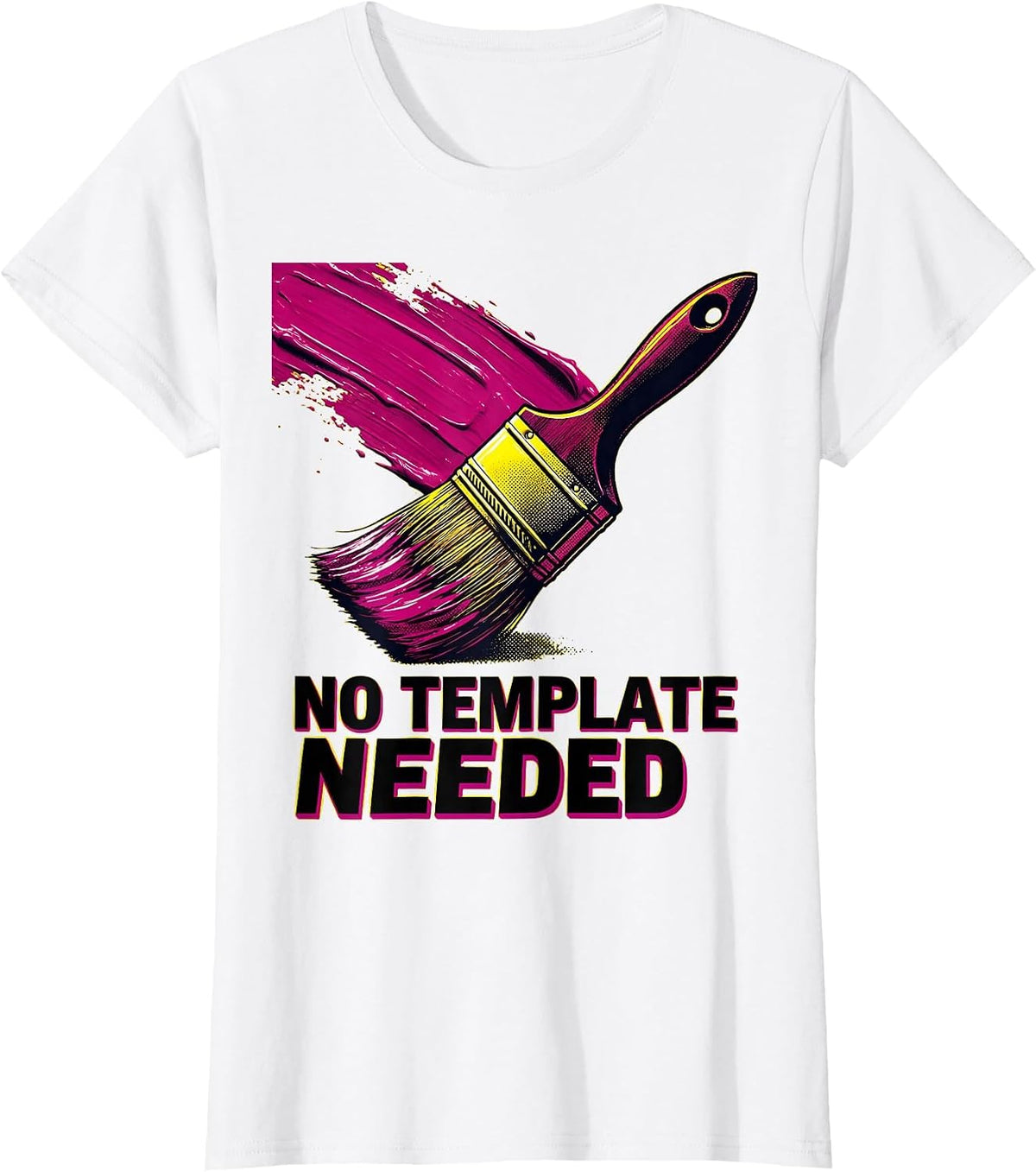 No Template Needed Bold Graphic Design T-Shirt - White