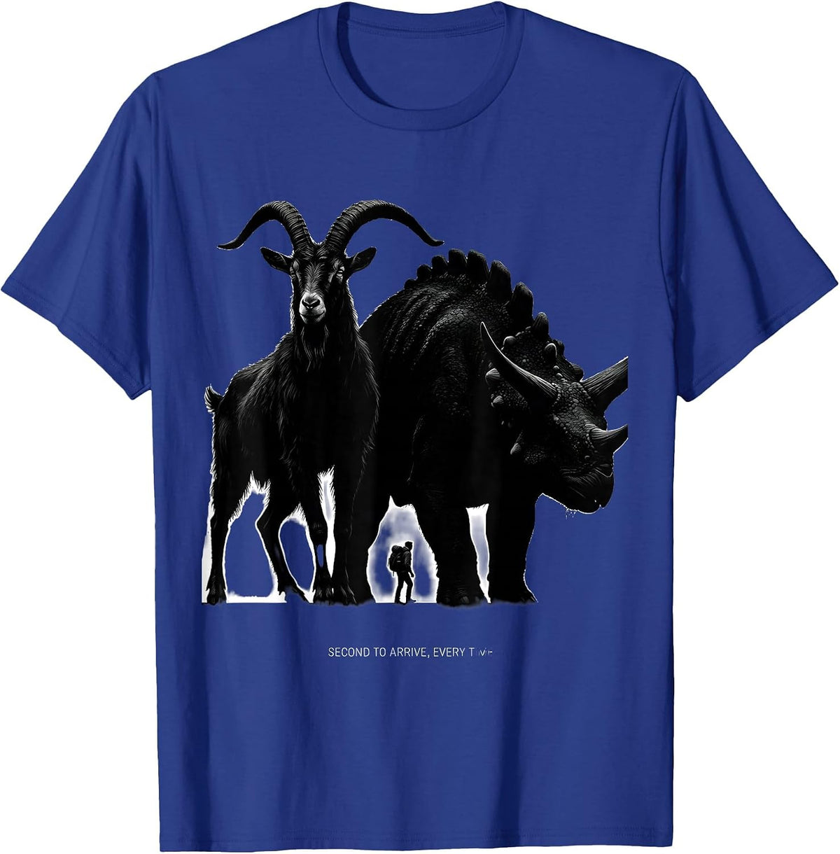 Second To Arrive, Every Time Funny Cryptid Bigfoot Camper T-Shirt - Royal Blue