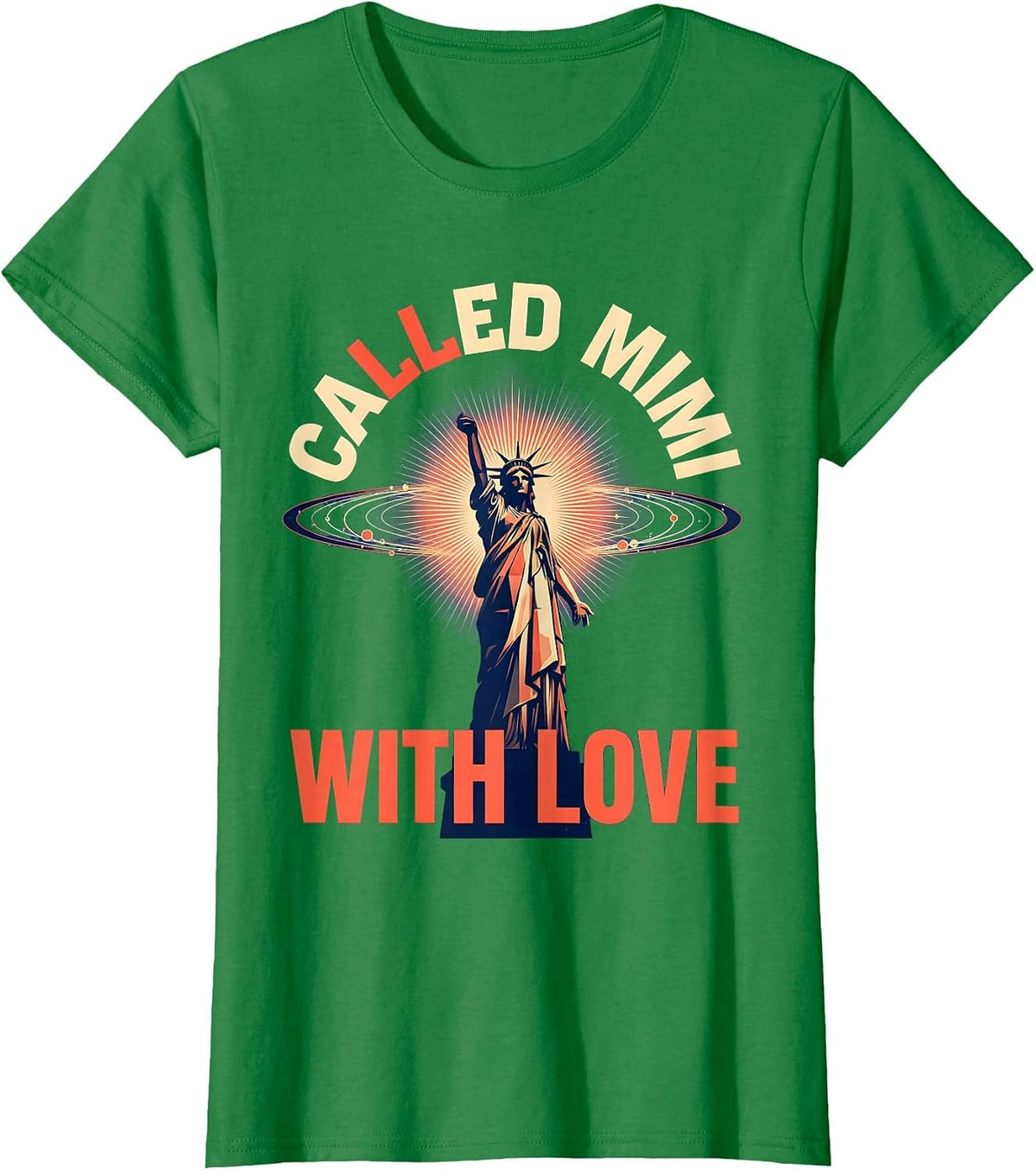 Women's Called Mimi With Love Grandma Design T-Shirt - Kelly Green