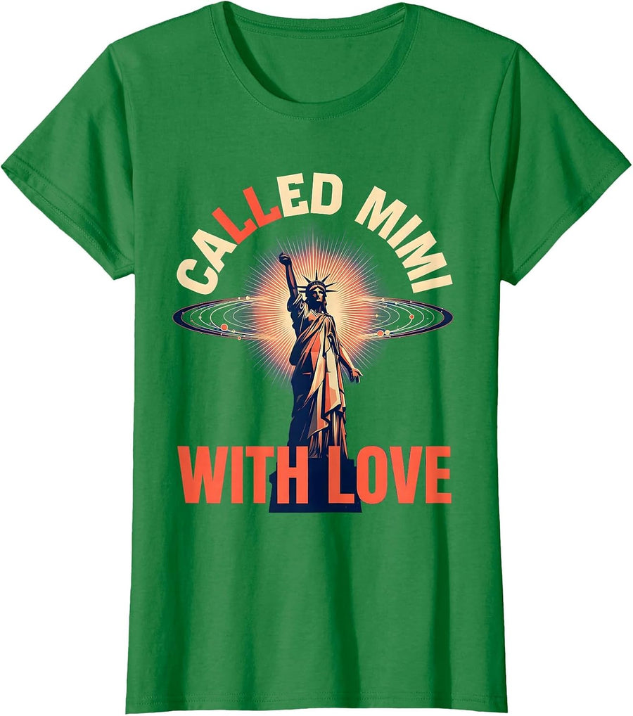 Women's Called Mimi With Love Grandma Design T-Shirt - Kelly Green