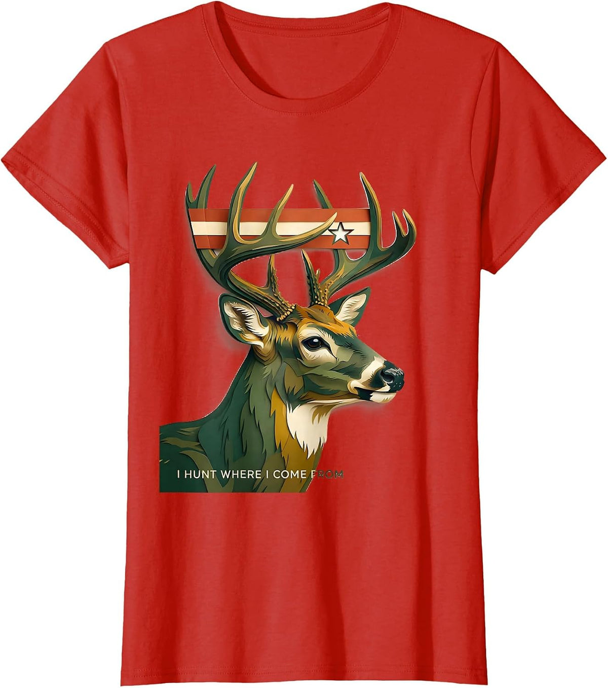 I Hunt Where I Come From Patriotic Camo Deer Hunter Dad Gift T-Shirt - Red