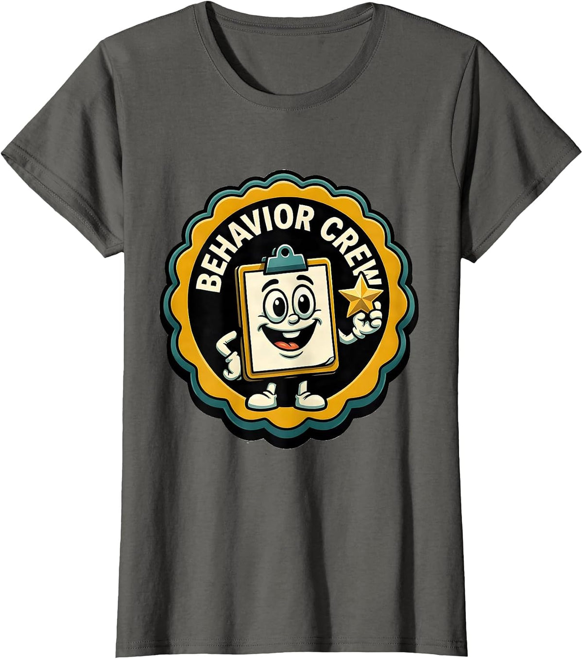 Women's Behavior Crew Retro ABA RBT Therapist Behavior Analyst Humor T-Shirt - Asphalt Grey