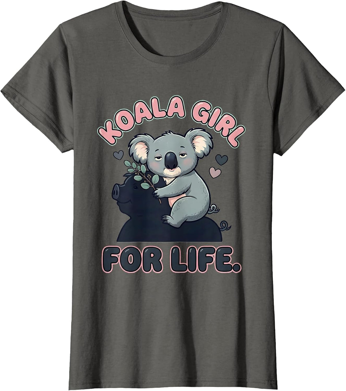 Women's Koala Girl For Life Cute Kawaii Koala Lover Gift T-Shirt - Asphalt Grey