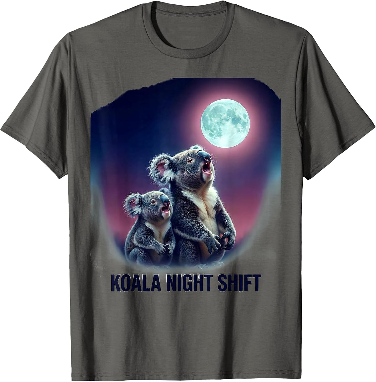 Koala Night Shift Funny Koala Meme Animal Lover Humor T-Shirt - Asphalt Grey