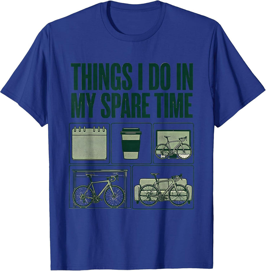 Things I Do In My Spare Time Funny Biker Motorcycle Bicycle T-Shirt - Royal Blue