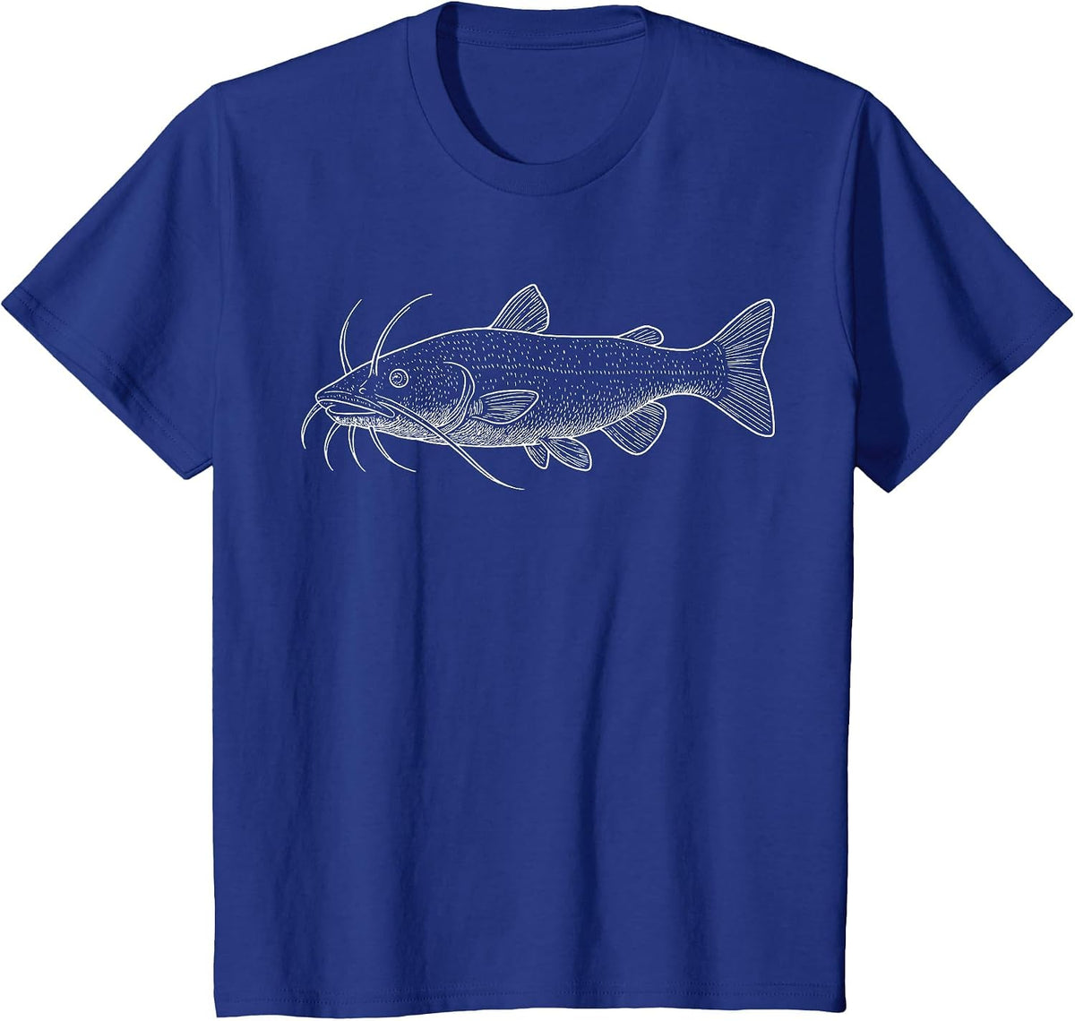 Catfish Illustration Fishing Fisher T-Shirt - Royal Blue