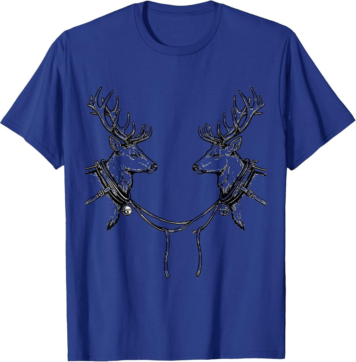 Deer Hunters Christmas Humor Antler Line Art T-Shirt - Royal Blue