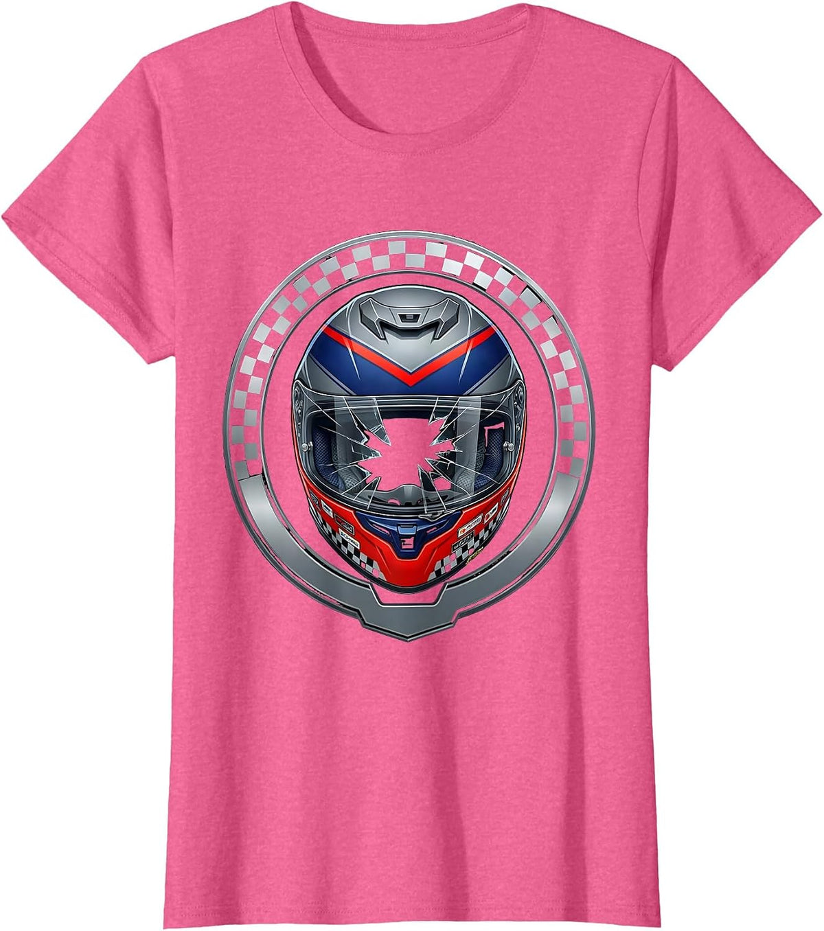Women's Weathered Bike Helmet Cracked Visor Graphic T-Shirt - Pink Heather
