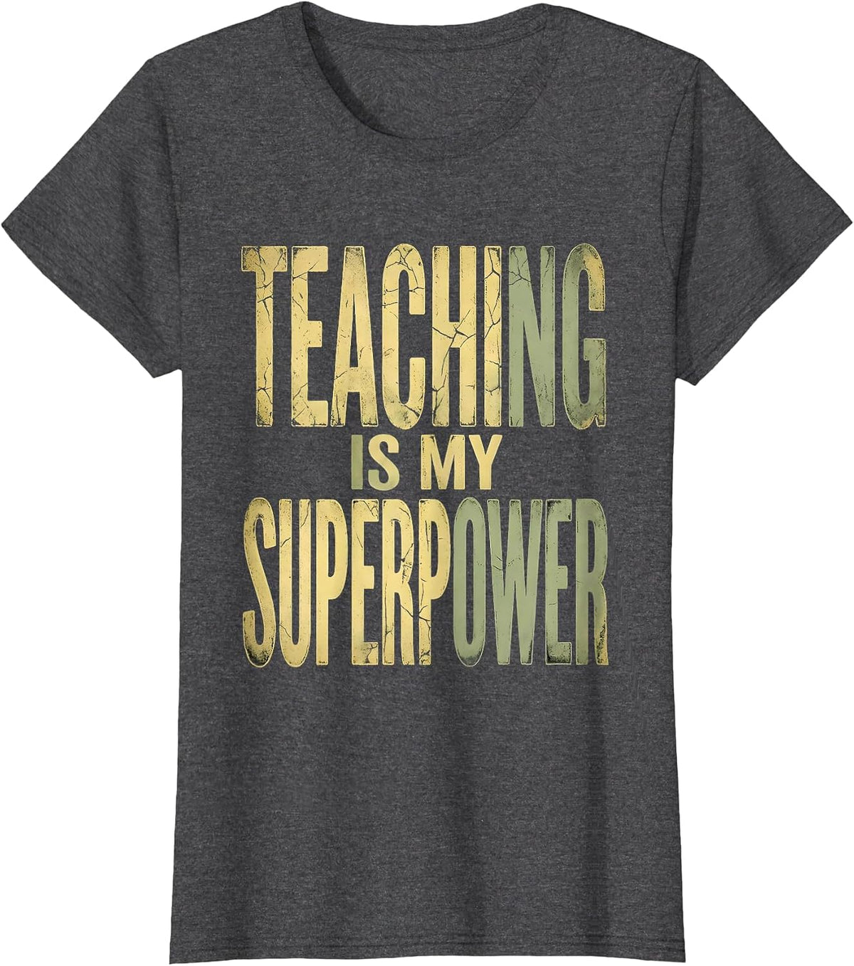 Women's Teaching Is My Superpower 2nd Grade Teacher T-Shirt - Dark Heather Grey
