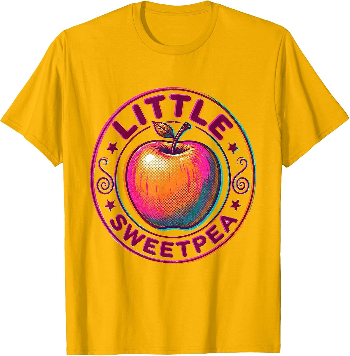 Little Sweetpea Risograph Y2K Kawaii Grunge Vintage Apple T-Shirt - Golden Yellow