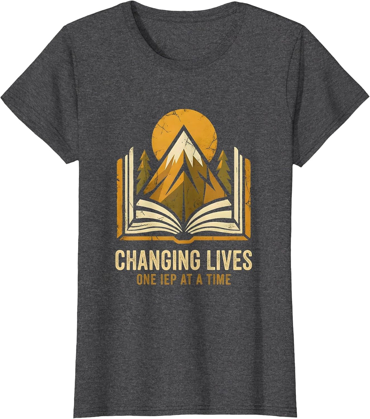 Women's Changing Lives One IEP At A Time Sped Teacher T-Shirt - Dark Heather Grey
