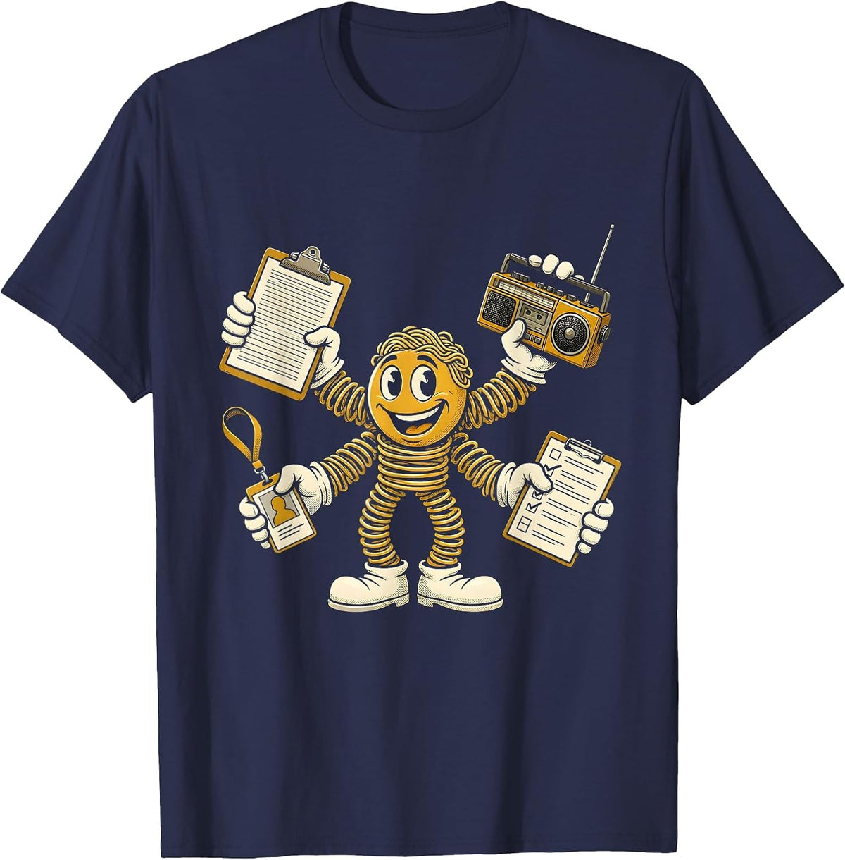Aide Multitasking Retro Cartoon Para Normal Activities T-Shirt - Navy Blue