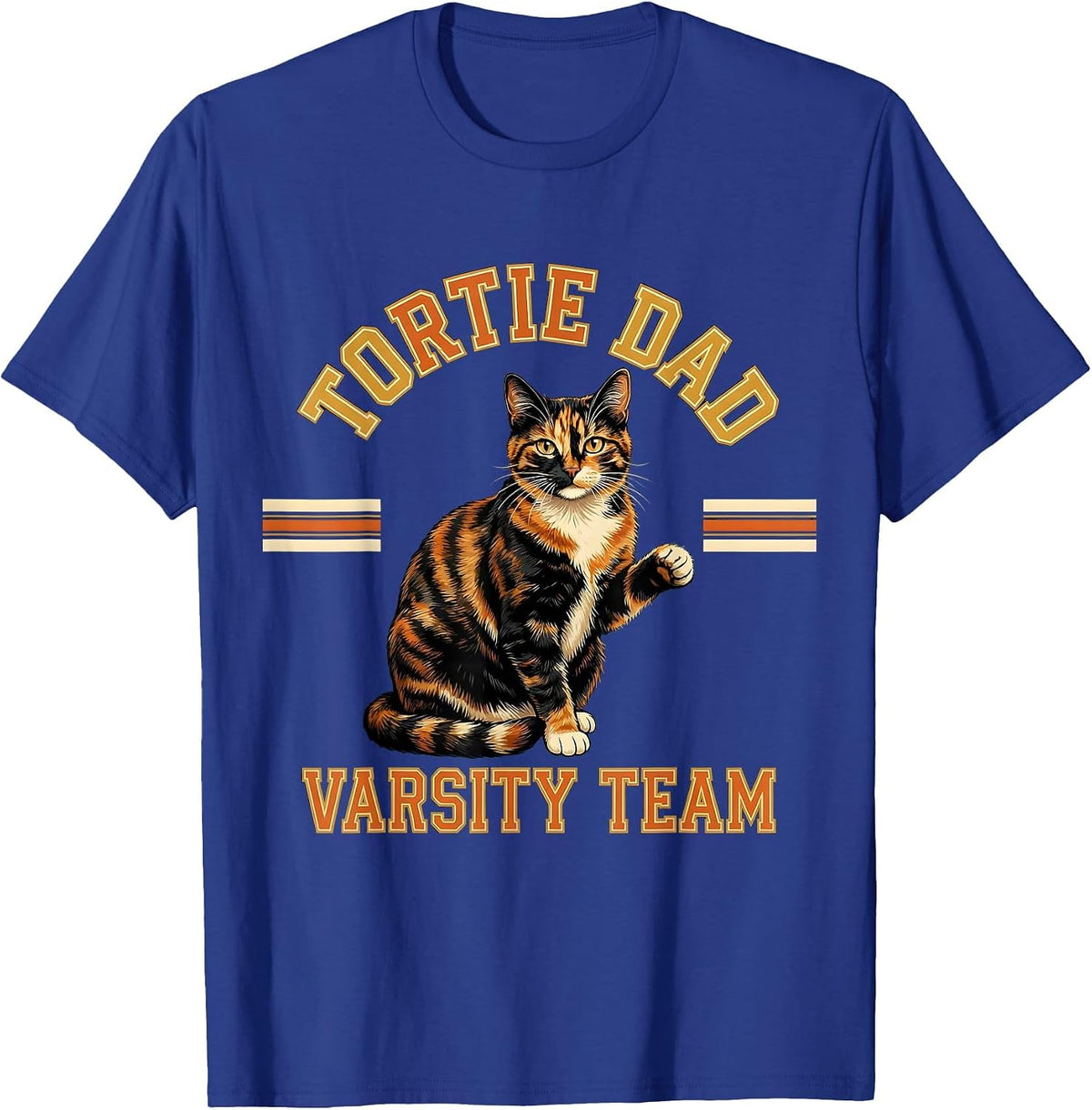 Men's Tortie Dad Varsity Team Funny Tortieshell Cat Lover Humor T-Shirt - Royal Blue