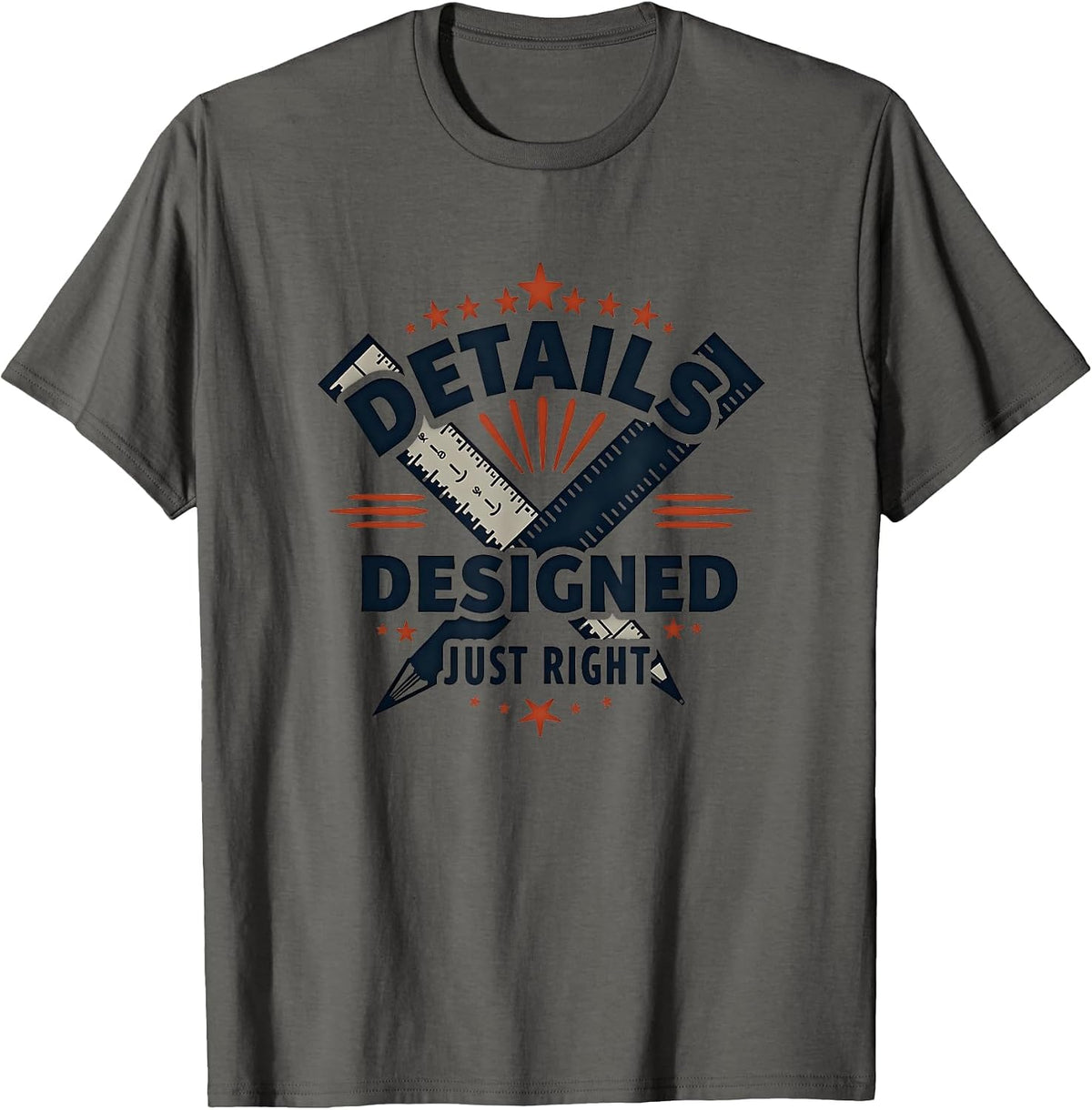 Details Designed Just Right Graphic Design T-Shirt - Asphalt Grey