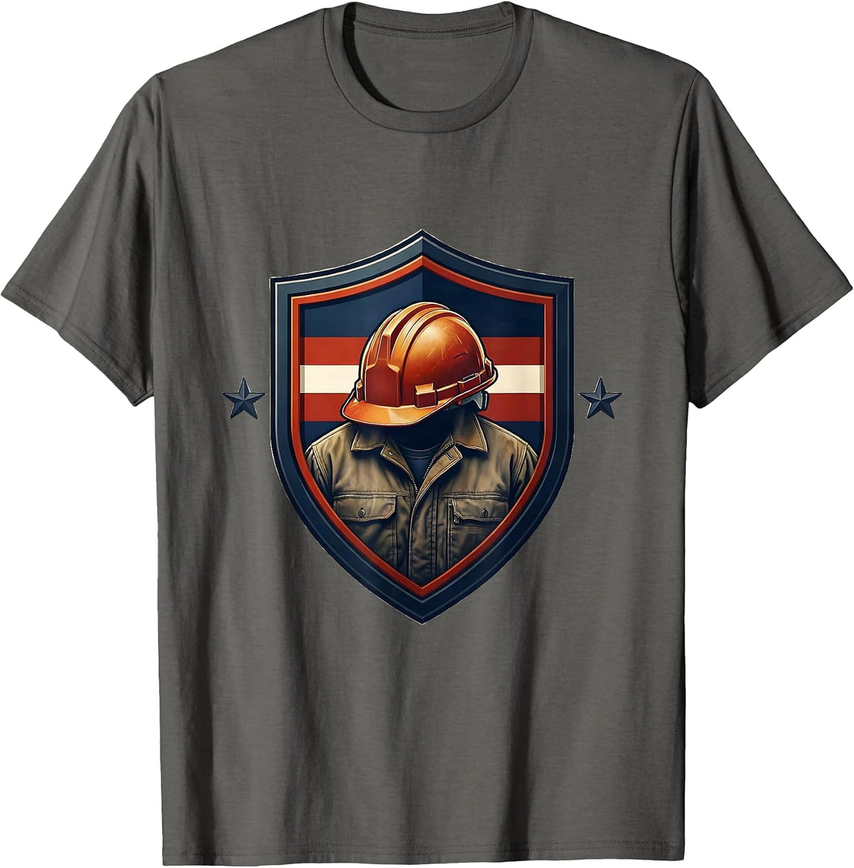 Men's Sealed Shield Badge Patriotic Union Worker Labor Day T-Shirt - Asphalt Grey