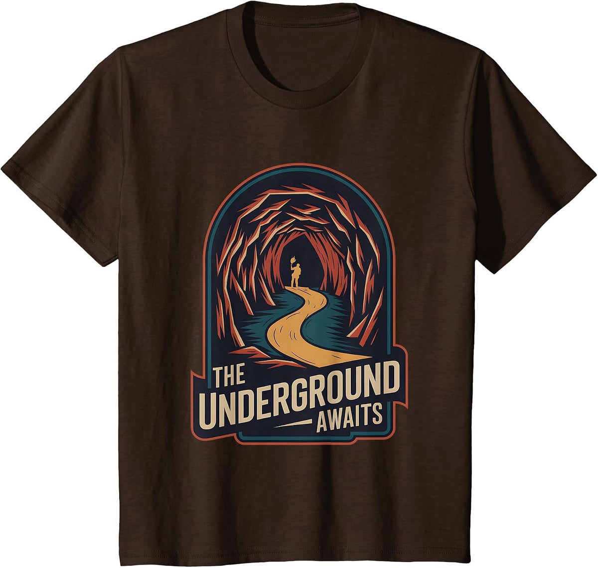 Caving Spelunking Exploring Caves Speleology T-Shirt - Brown