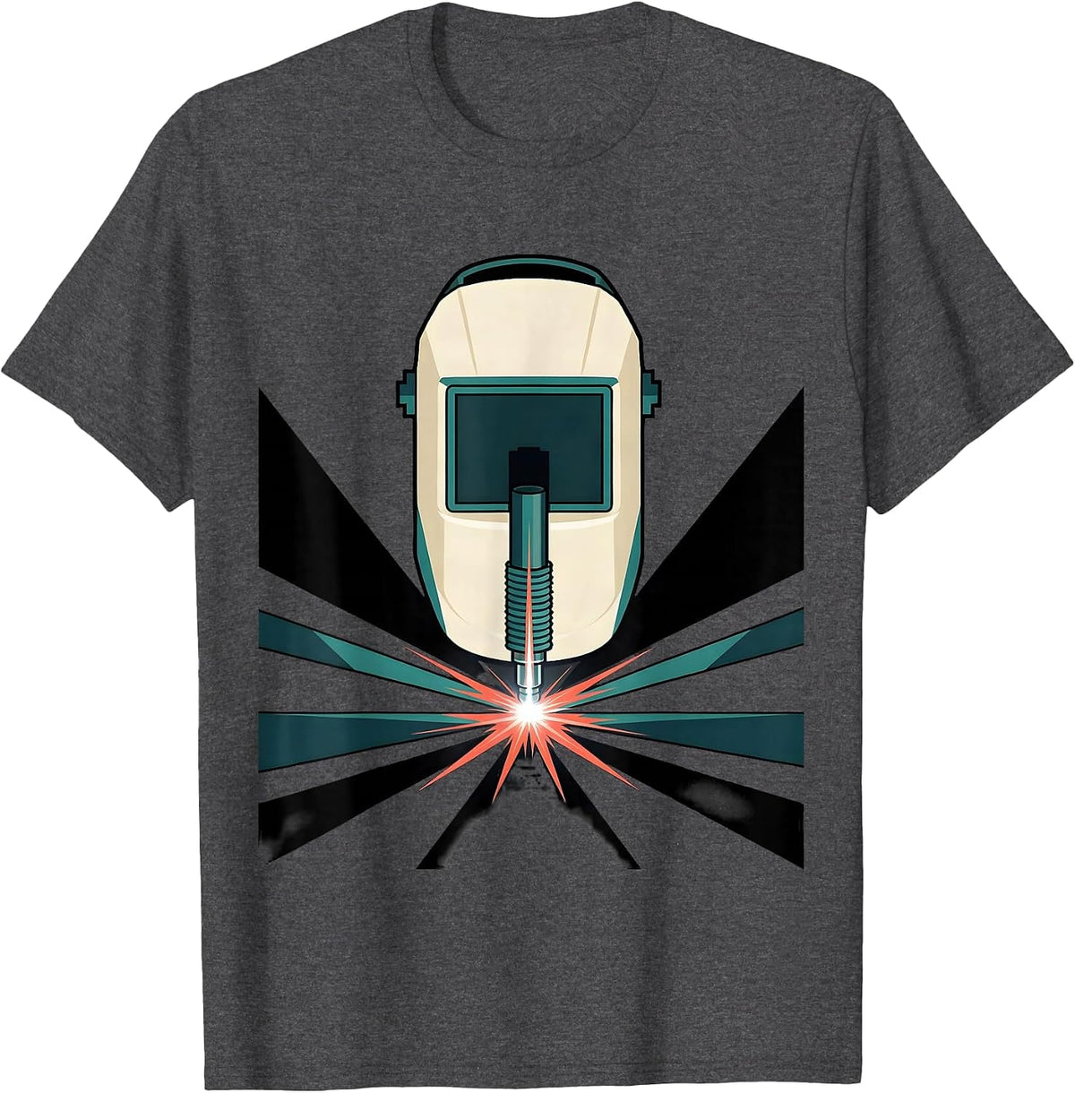 Men's Welding Hood Torch Nozzle Metal Worker Humor T-Shirt - Dark Heather Grey