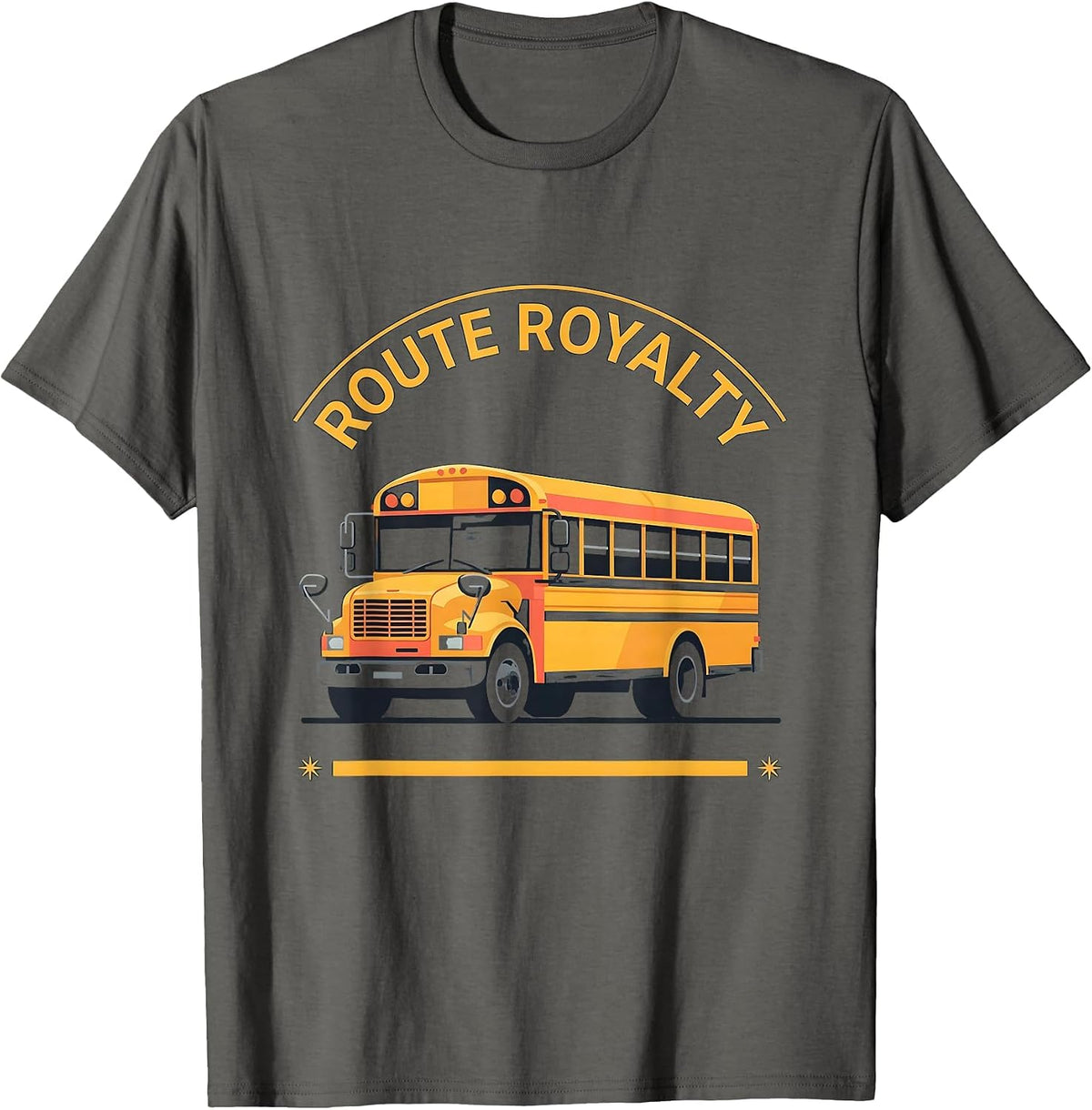 Route Royalty Funny School Bus Driver Appreciation Gift T-Shirt - Asphalt Grey