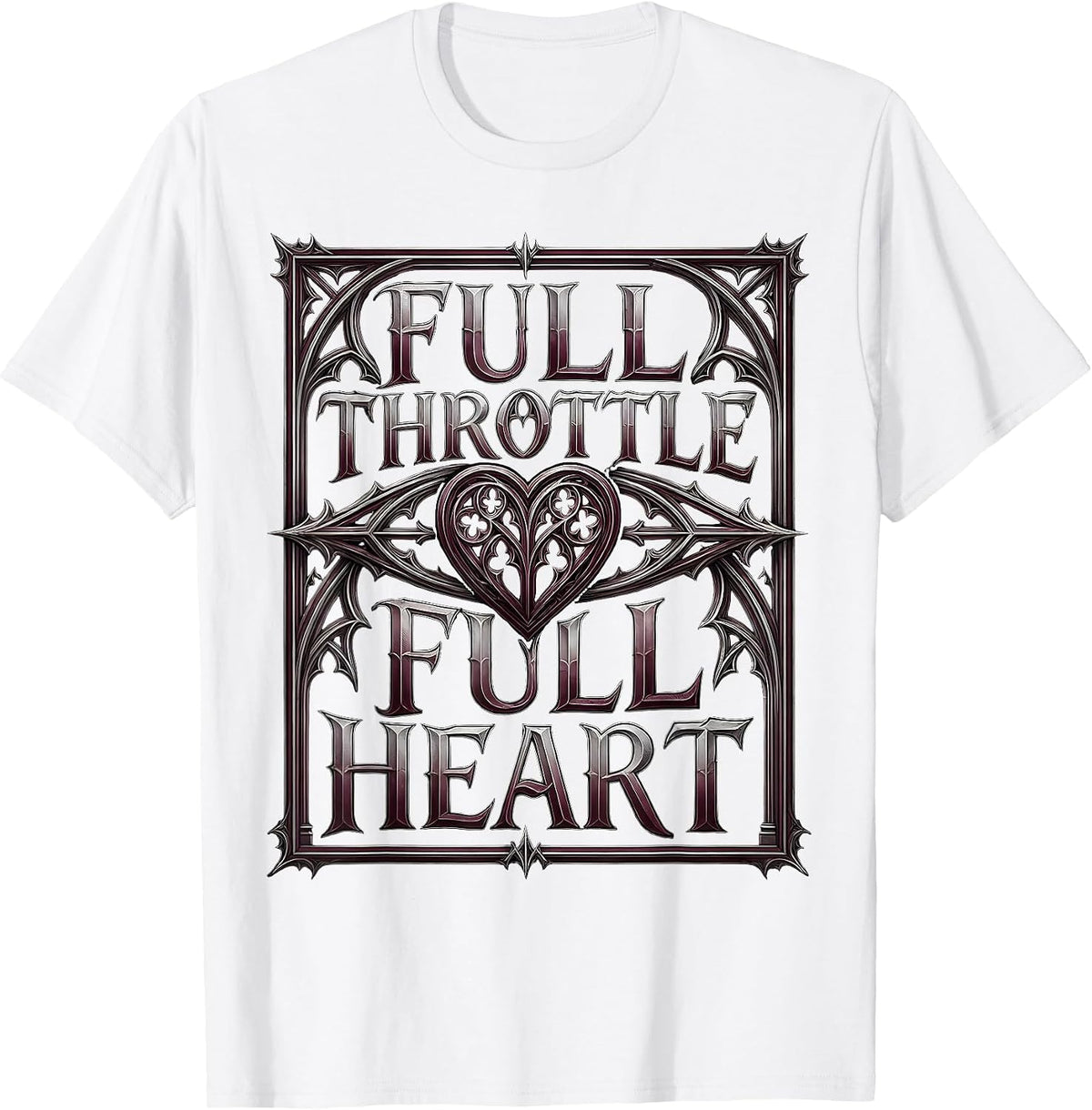 Men's Full Throttle Full Heart Motorcycle Design T-Shirt - White
