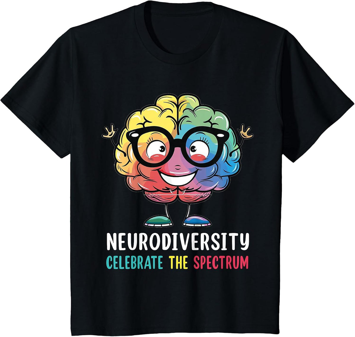 Neurodiversity Brain Autism Awareness ASD ADHD Men Women Kid T-Shirt - Black