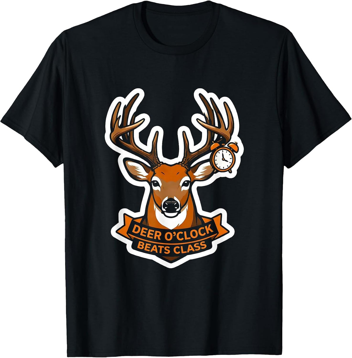 Men's Deer O'Clock Beats Class Funny Hunting Dad Humor T-Shirt - Black