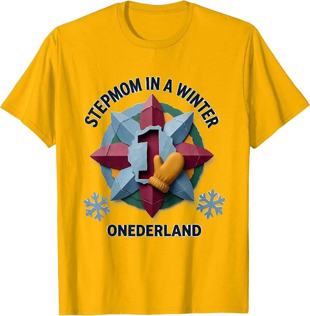 Stepmom In A Winter Onederland Storybook Family Matching T-Shirt - Golden Yellow