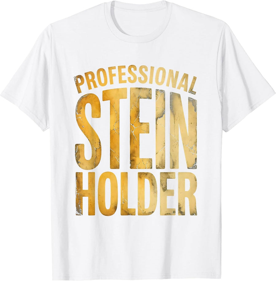 Men's Professional Stein Holder Oktoberfest Design T-Shirt - White