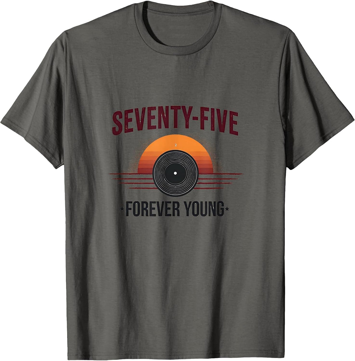 Vintage 1975 Seventy-Five Forever Young Design T-Shirt - Asphalt Grey