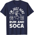 I'm Just Here for Rum and Soca Retro Carnival Pirate Fete T-Shirt - Navy Blue