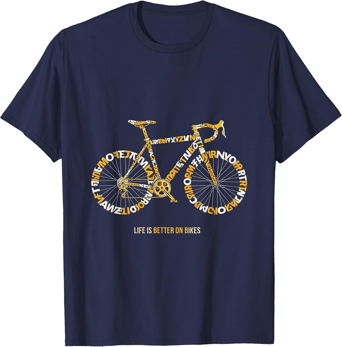 Men's Life Is Better On Bikes Cycling Design T-Shirt - Navy Blue