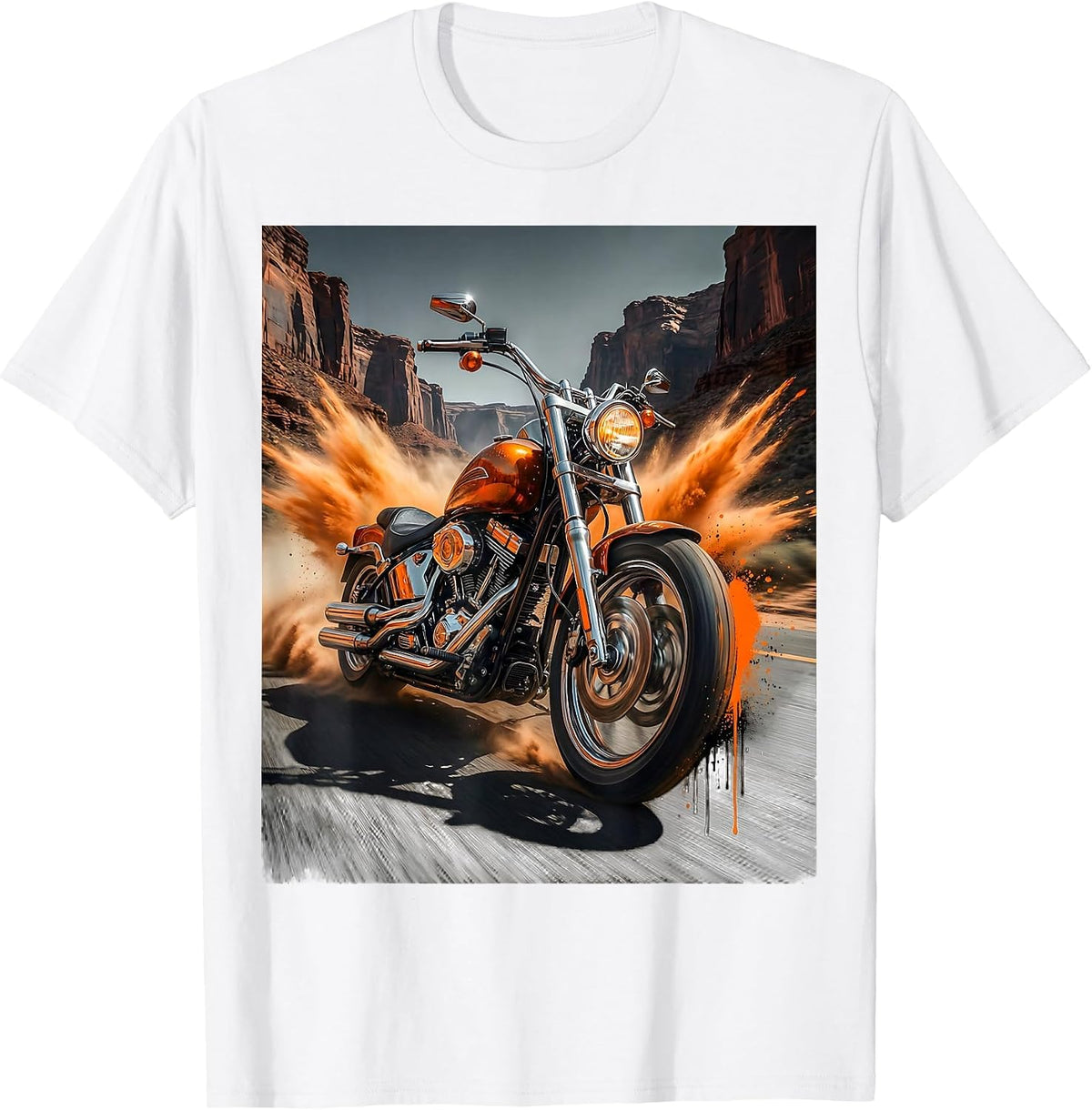 Men's Motorcycle Canyon Dust Cloud Freedom Rider T-Shirt - White