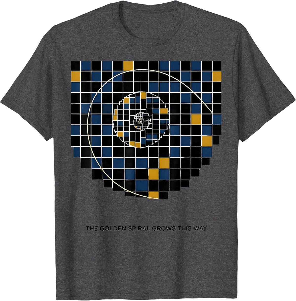 Men's The Golden Spiral Grows This Way Geometric Math Sacred T-Shirt - Dark Heather Grey