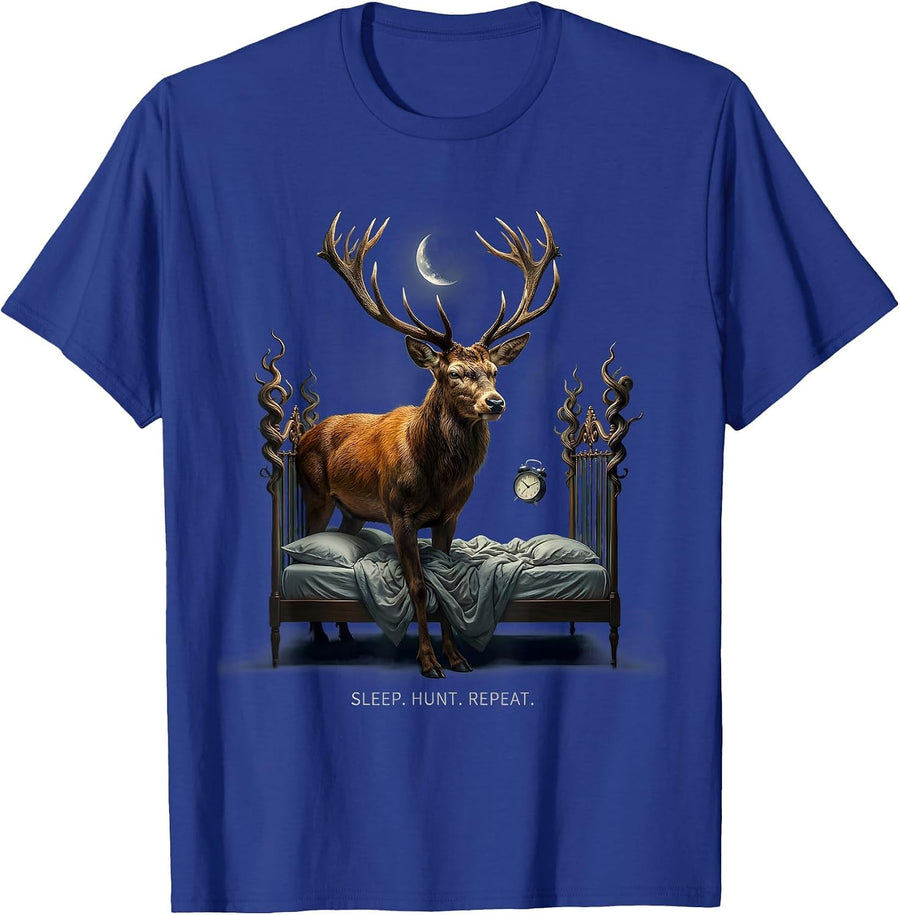 Sleep Hunt Repeat Hunting Lifestyle Design T-Shirt - Royal Blue