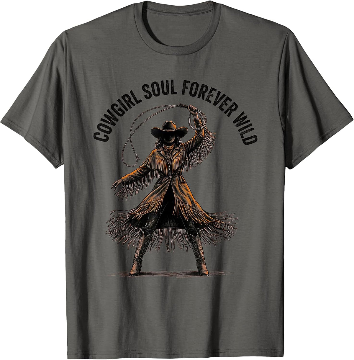 Men's Cowgirl Soul Forever Wild Western Design T-Shirt - Asphalt Grey