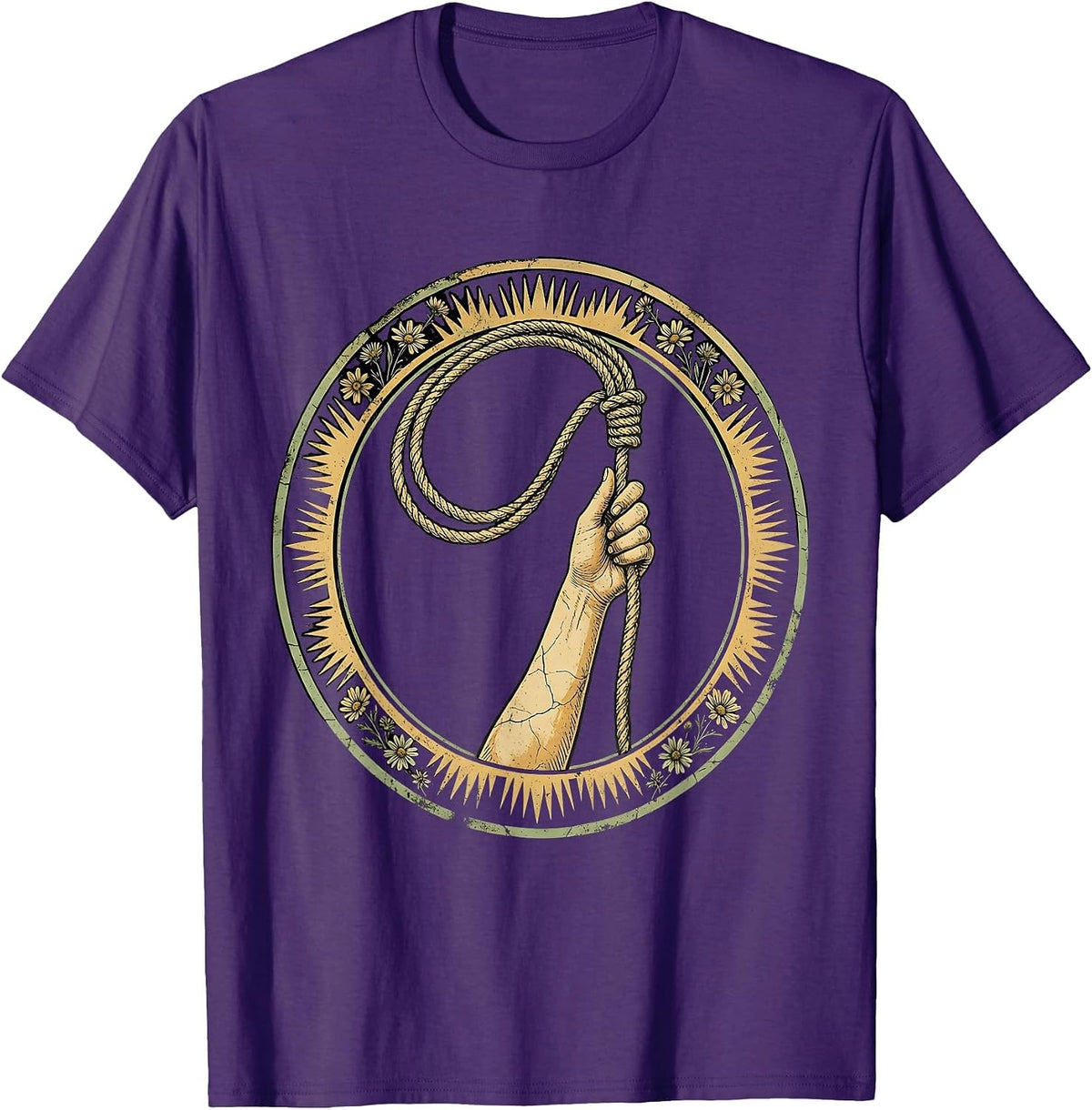 Men's Western Lasso Cowboy Rope Toss Illustration T-Shirt - Purple