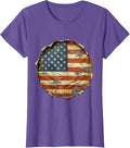 Patriotic Lumberjack American Flag Axe Design T-Shirt - Purple Heather