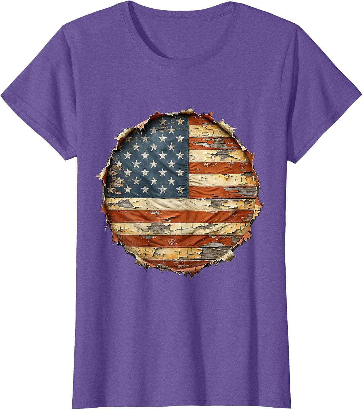 Patriotic Lumberjack American Flag Axe Design T-Shirt - Purple Heather