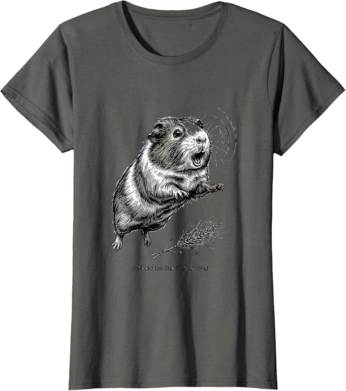 Women's Wheek! I'm The Popcorn Kid Funny Guinea Pig Cavy Lover T-Shirt - Asphalt Grey