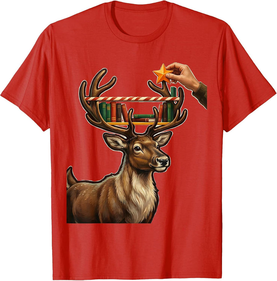 Men's Storybook Reindeer Classroom Teacher Christmas Humor T-Shirt - Red