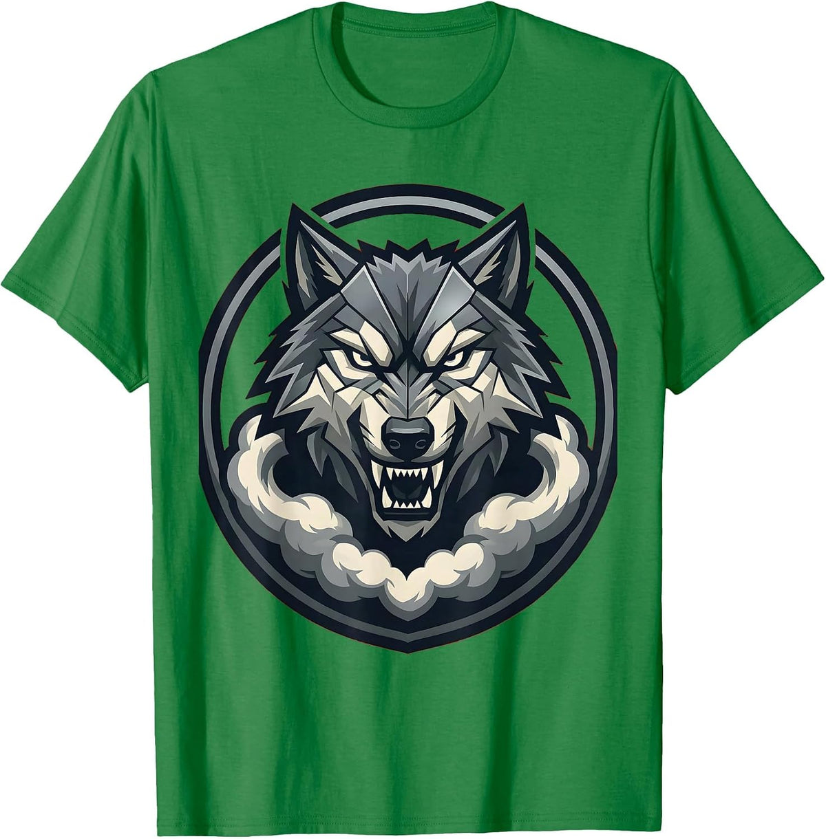 Men's Wolf Head Motorcycle Exhaust Smoke Graphic T-Shirt - Kelly Green