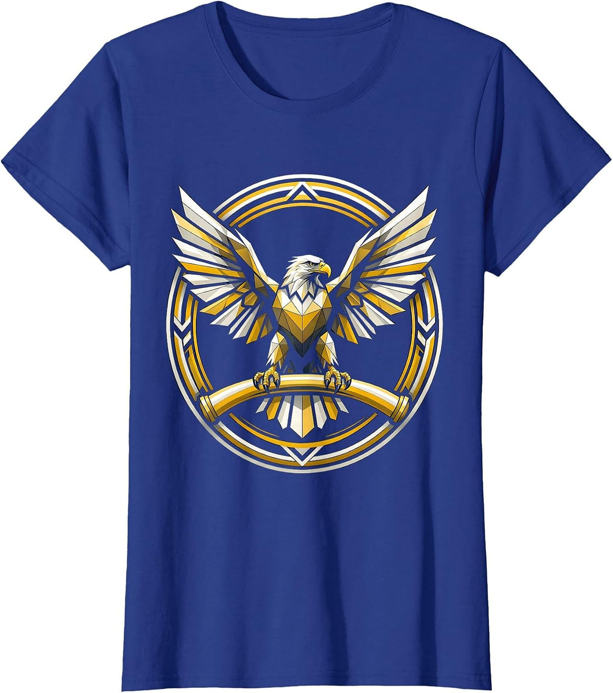 Women's Eagle on Chrome Handlebar Motorcycle Graphic T-Shirt - Royal Blue