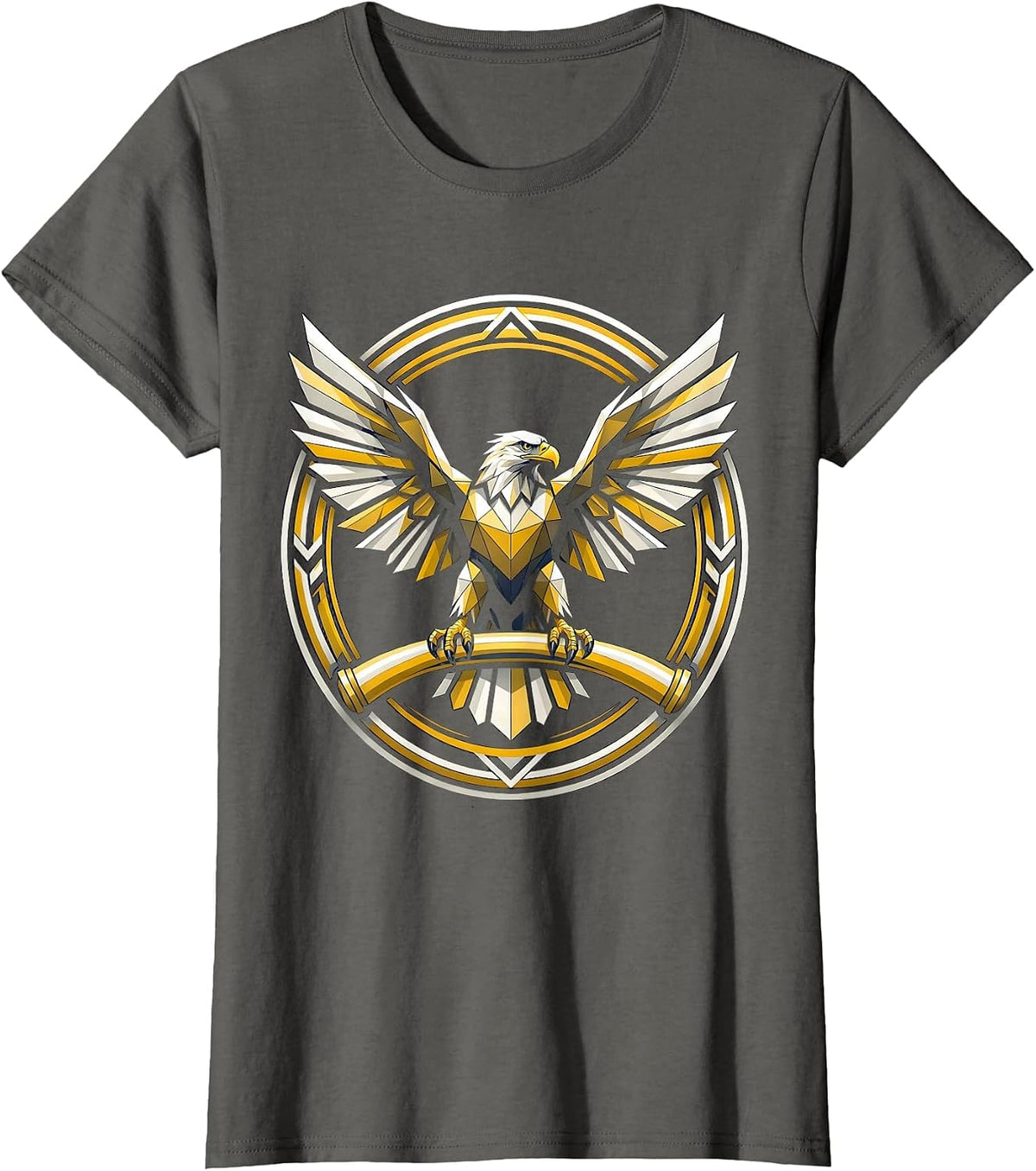 Women's Eagle on Chrome Handlebar Motorcycle Graphic T-Shirt - Asphalt Grey