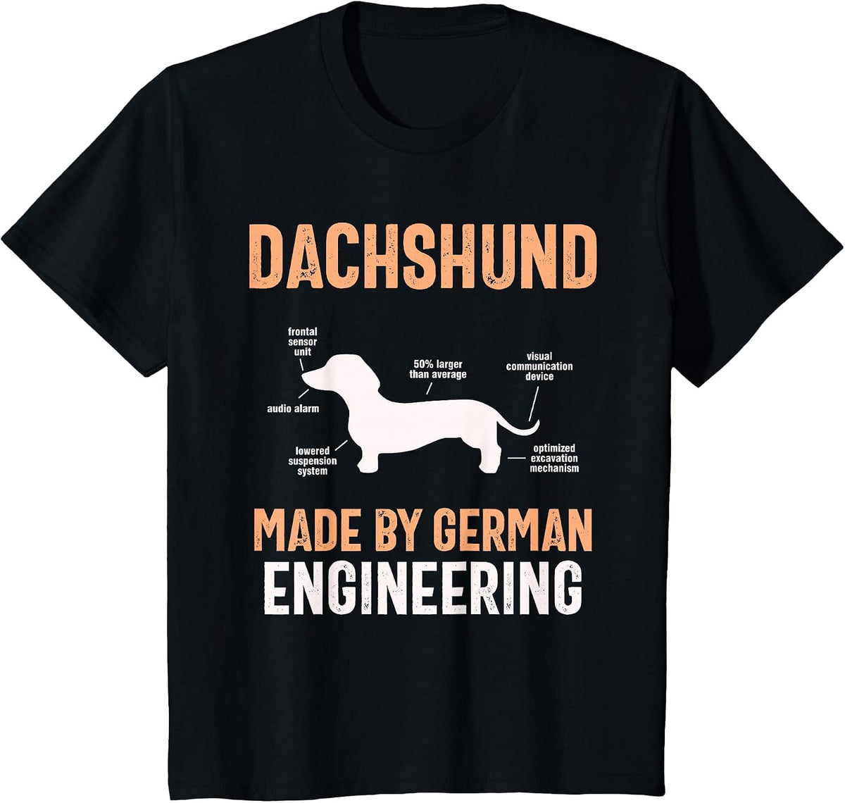 Dachshund German Engineering Art Puppy Master Dachshund T-Shirt - Black
