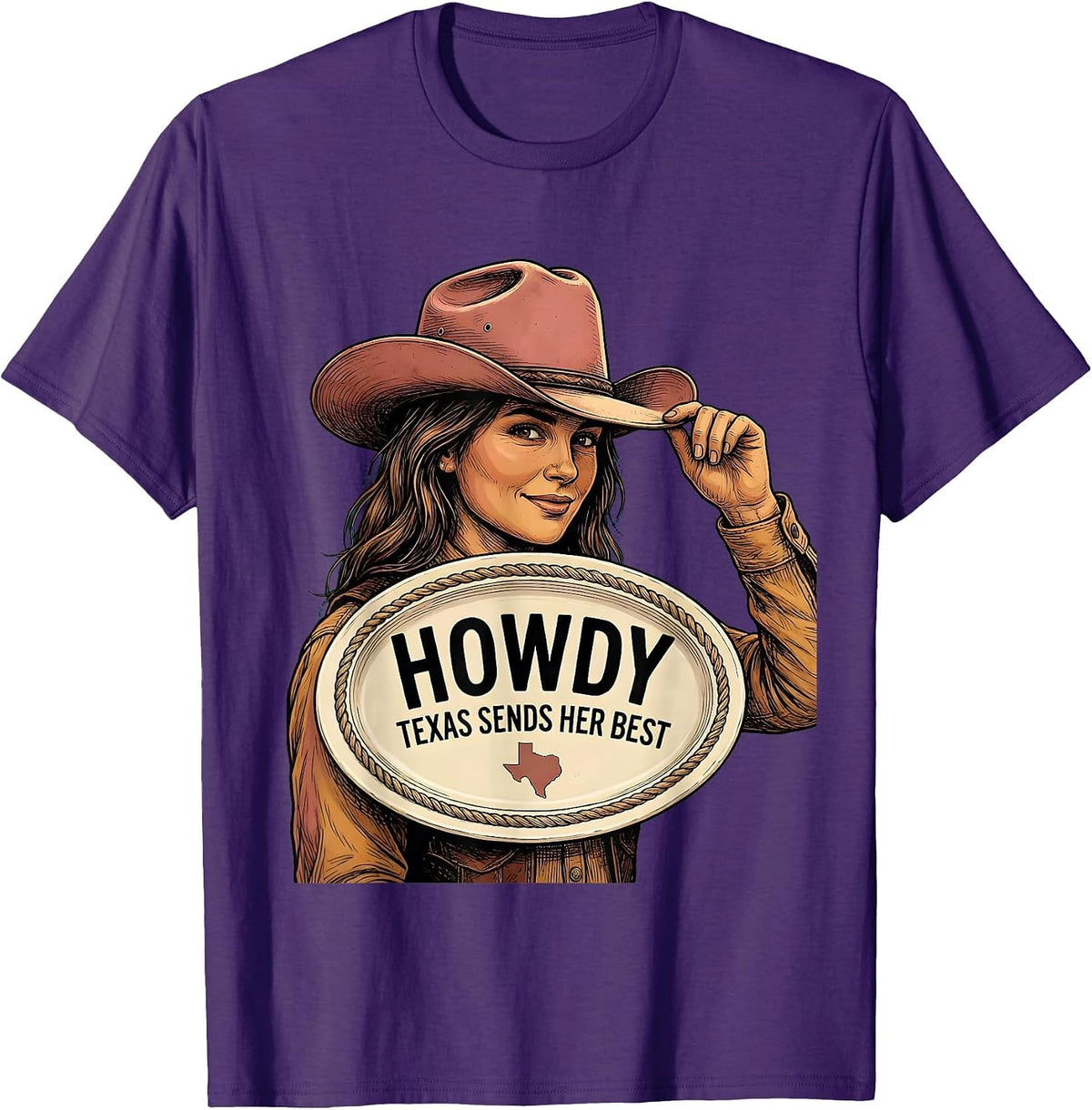 Howdy Texas Sends Her Best Western Cowgirl Texas Girl Gift T-Shirt - Purple