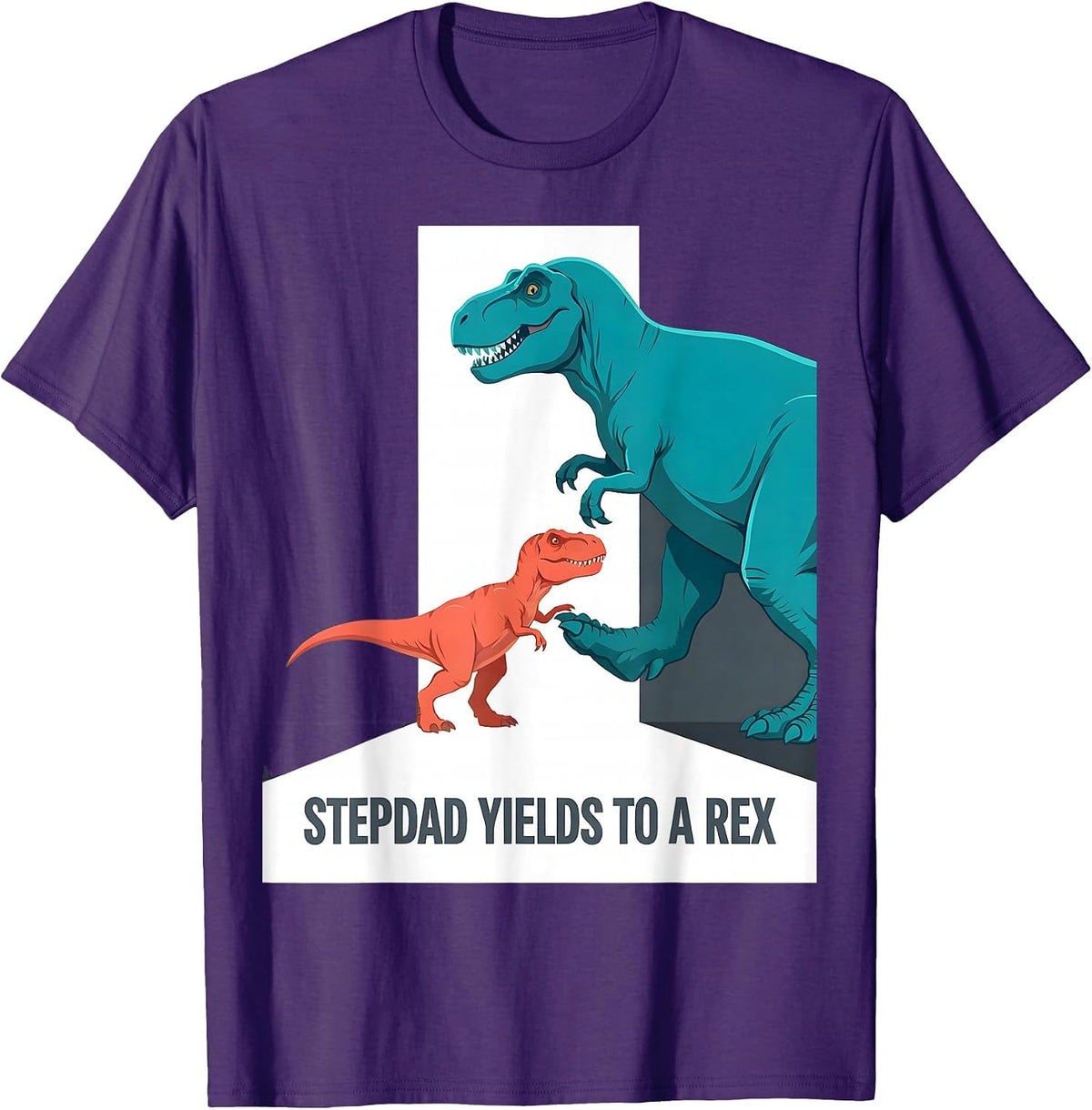 Men's Stepdad Yields To A Rex Funny Dinosaur Family Matching T-Shirt - Purple
