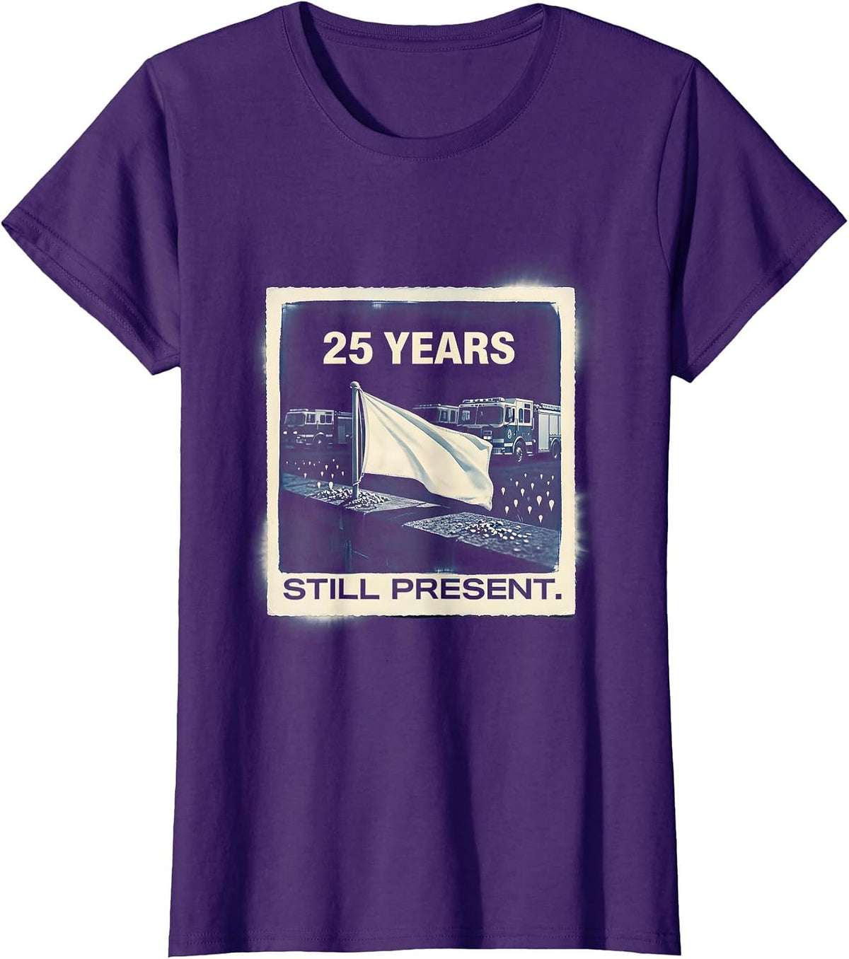 Women's 25 Years Still Present Memorial Day Patriotic Tribute T-Shirt - Purple