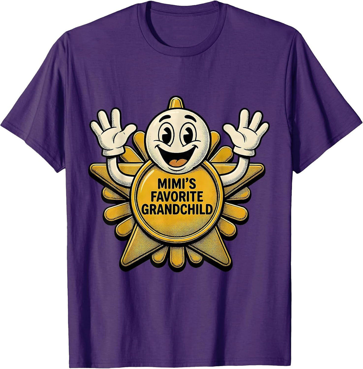 Mimi's Favorite Grandchild Retro Cartoon Funny Grandma T-Shirt - Purple
