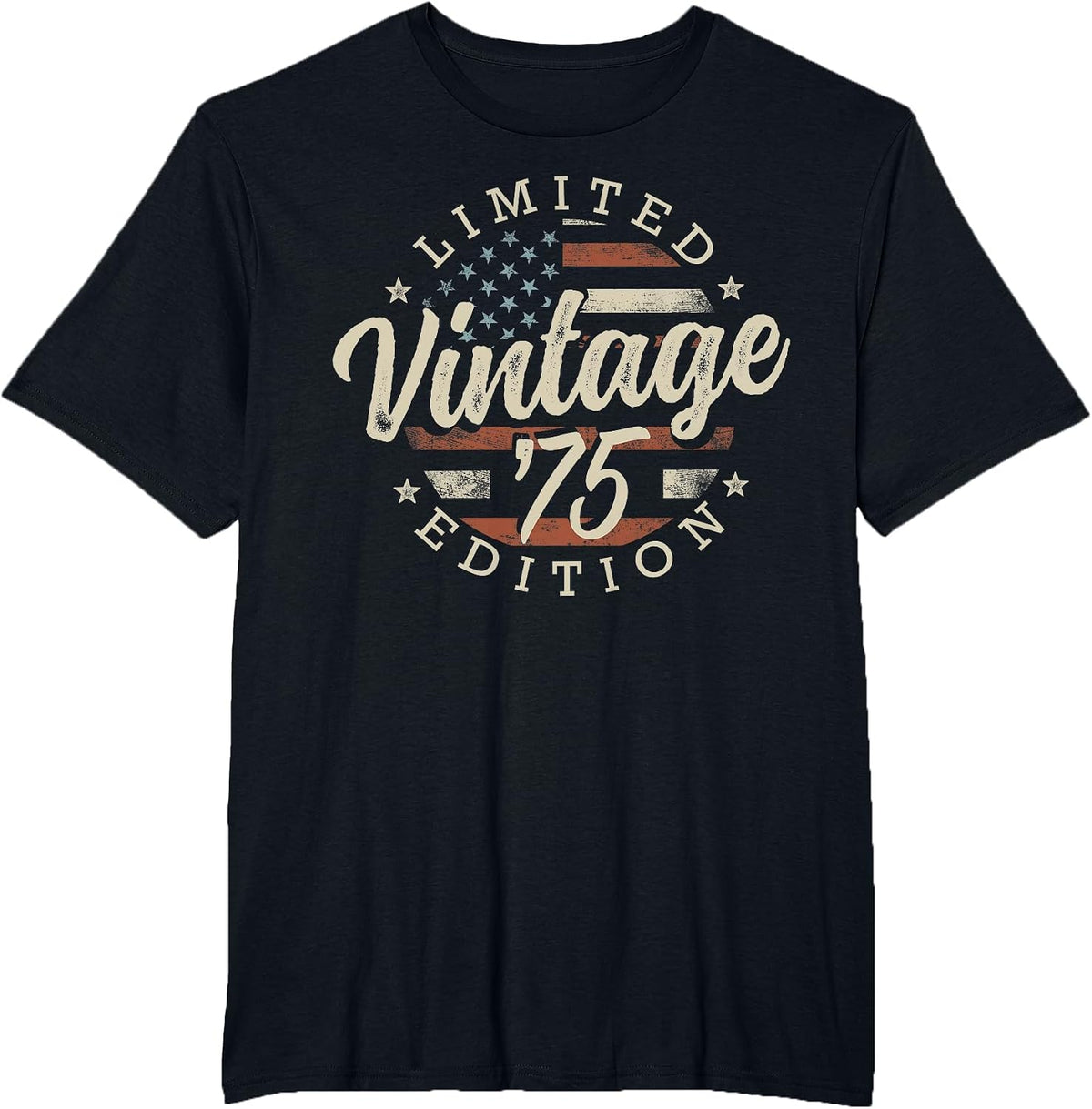 Vintage 1975 Limited Edition USA Flag 51st Birthday T-Shirt - Black